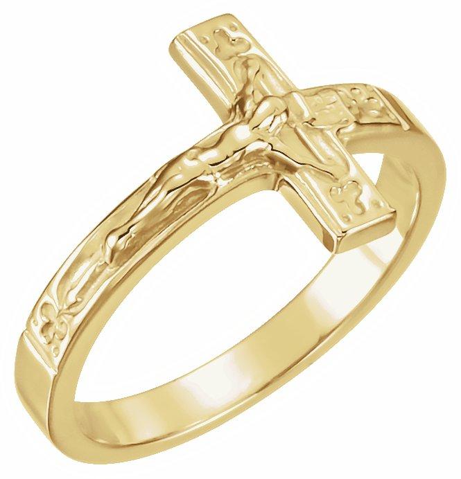 10k yellow 12 mm crucifix chastity ring size 5