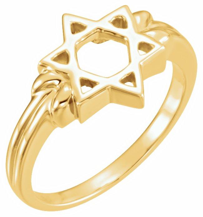 10k yellow star of david ring 