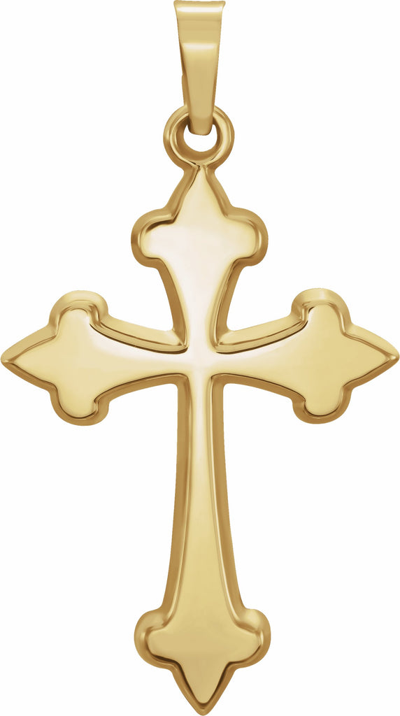 14k yellow 32.2x17.7 mm hollow cross pendant 