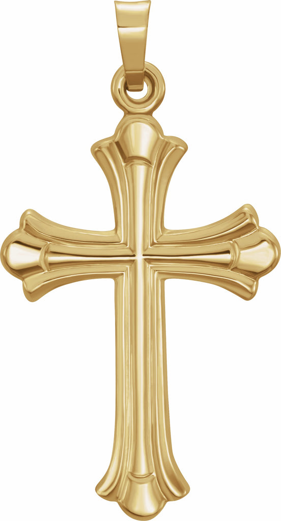 14k yellow 33.8x17.7 mm hollow cross pendant 