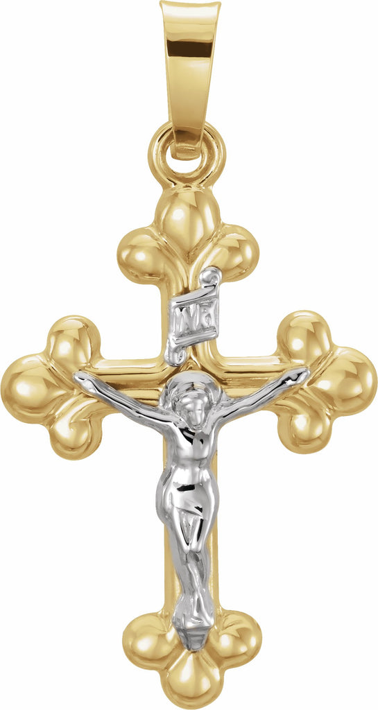 14k yellow & white crucifix pendant