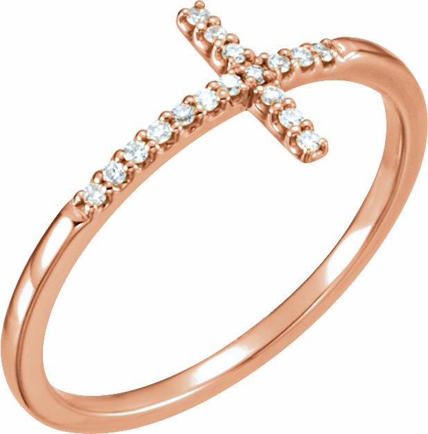 14k rose .08 ctw diamond sideways cross ring 