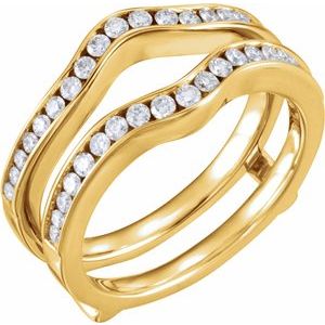 14k yellow 1/2 ctw channel-set diamond ring guard