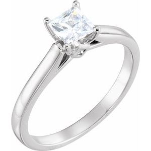 10k white 4x4 mm square cubic zirconia & .03 ctw diamond engagement ring