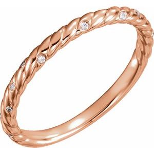 14k rose .04 ctw diamond rope band