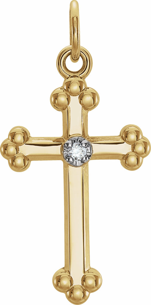 14k yellow/white .01 ctw diamond 23x11.2 mm cross pendant