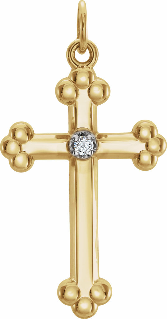 14k yellow/white .02 ctw diamond 26.7x13.7 mm cross pendant