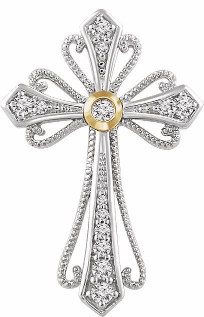 14k white/yellow 1/6 ctw diamond cross pendant