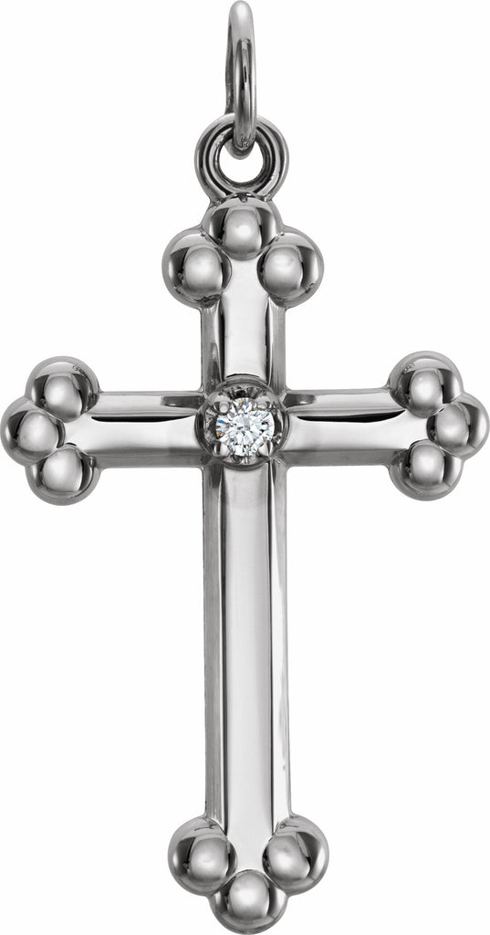 14k white .02 ctw diamond 26.7x13.7 mm cross pendant