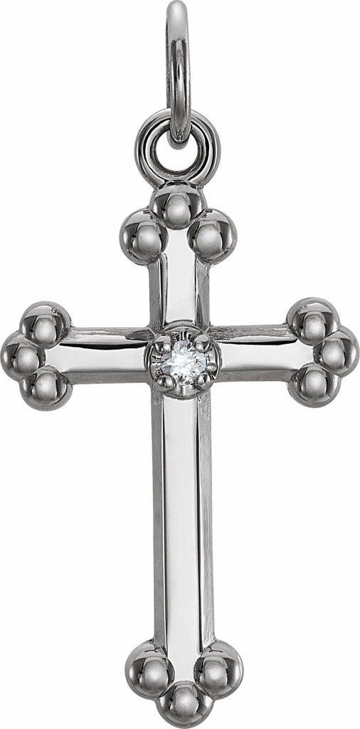 14k white .01 ctw diamond 23x11.2 mm cross pendant