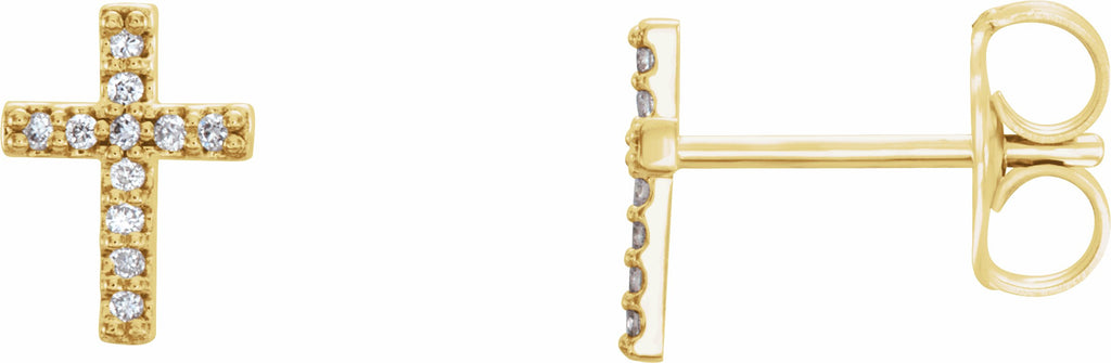 14k yellow .05 ctw diamond cross earrings
