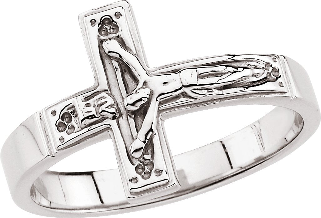 10k white 12 mm crucifix chastity ring size 6