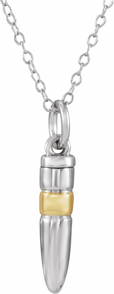 sterling silver 14k yellow gold-plated bullet ash holder 18" necklace