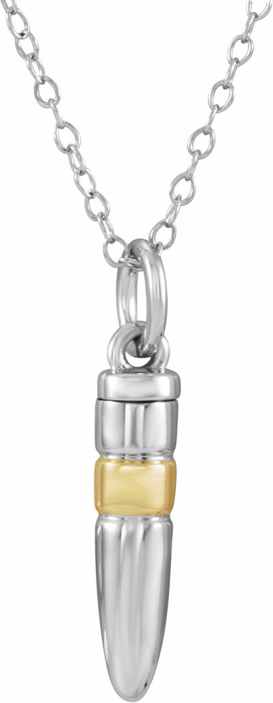10k white/yellow bullet ash holder 18" necklace