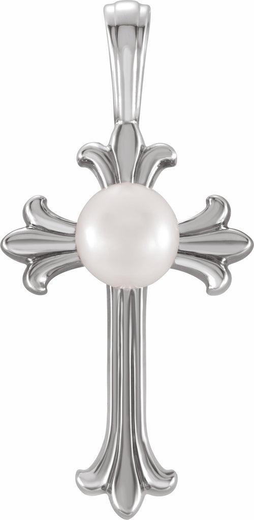 sterling silver freshwater cultured pearl cross pendant  