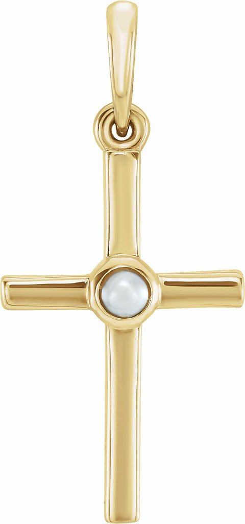 14k yellow freshwater cultured pearl cross pendant  