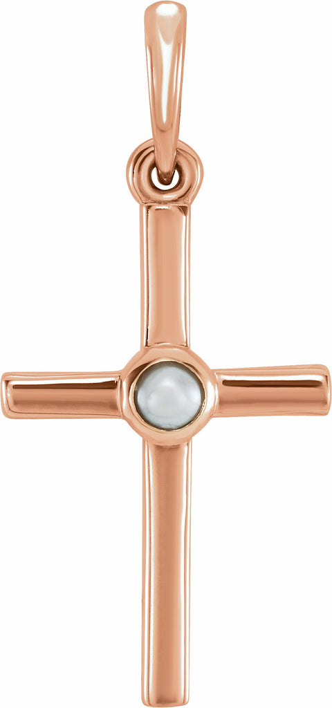 14k rose freshwater cultured pearl cross pendant  