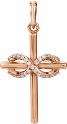 14k rose .06 ctw diamond infinity-inspired cross pendant