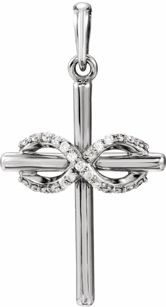 14k white .06 ctw diamond infinity-inspired cross pendant