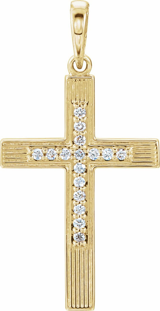 14k yellow .08 ctw diamond cross pendant