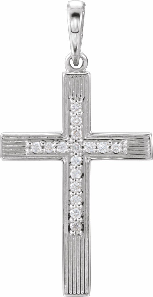 14k white .08 ctw diamond cross pendant