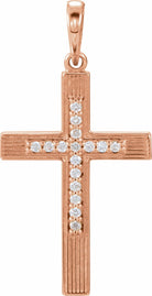 14k rose .08 ctw diamond cross pendant