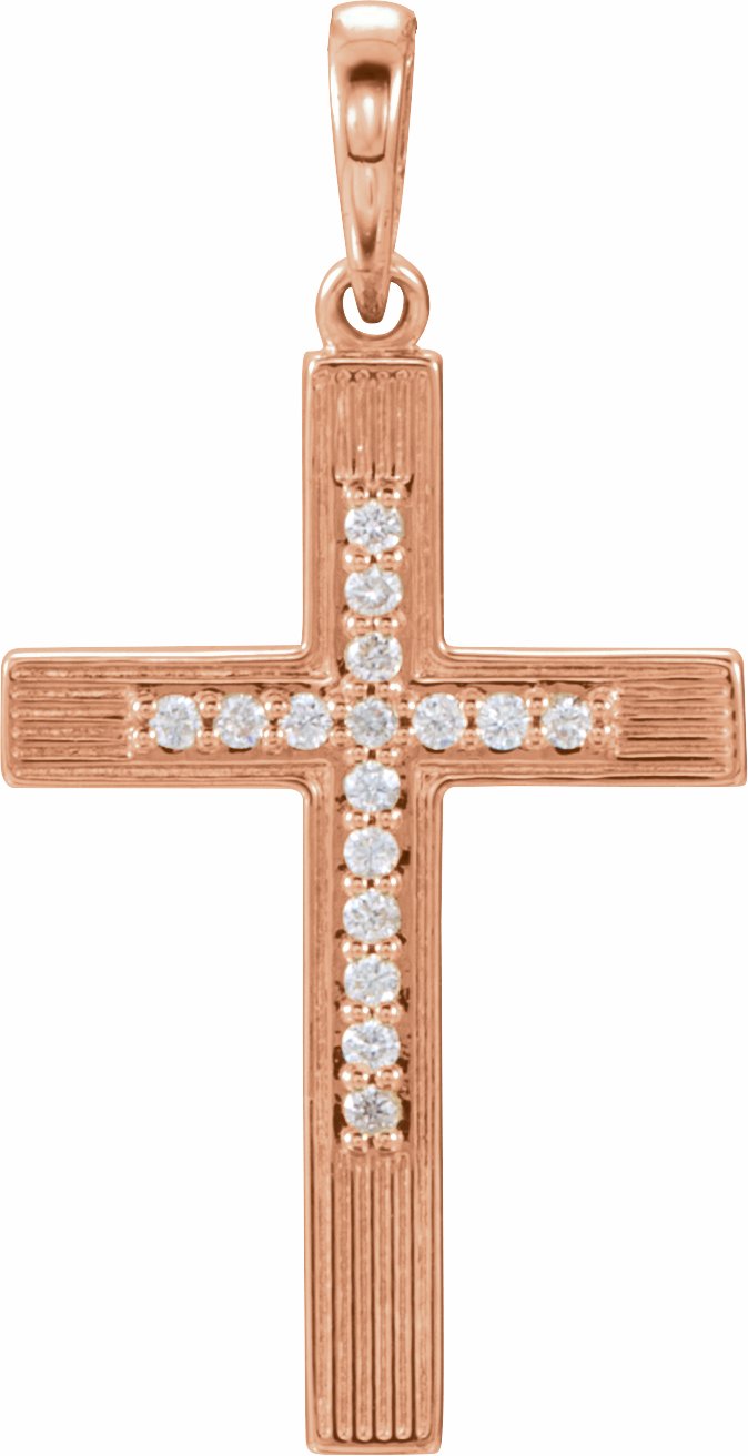 14k rose .08 ctw diamond cross pendant