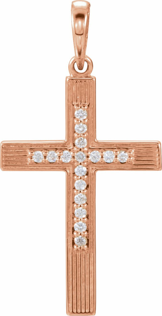 14k rose .08 ctw diamond cross pendant