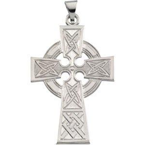 14k white celtic-inspired cross pendant  