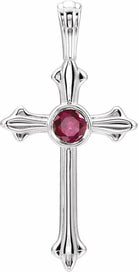 sterling silver ruby cross pendant