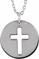 sterling silver pierced cross disc 16-18" necklace