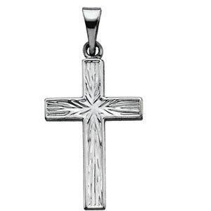 14k white cross pendant