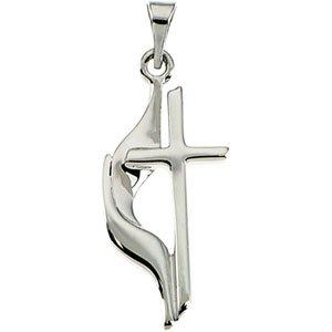 platinum 19x10 mm methodist cross pendant 