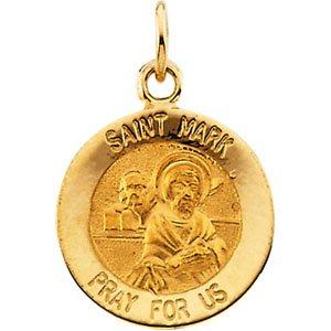 14k yellow 12 mm round st. mark medal