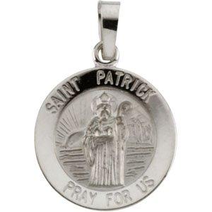 14k white 15 mm round st. patrick medal