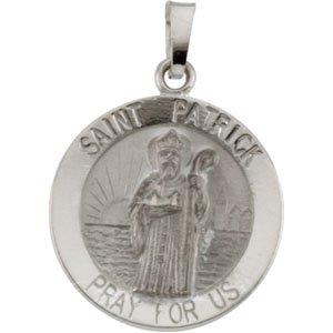 14k white 18 mm round st. patrick medal