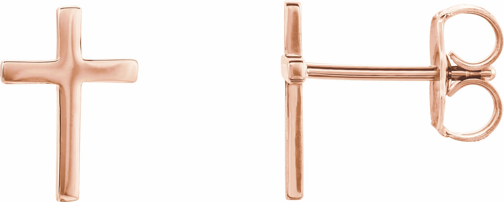 14k rose 10 mm cross earrings