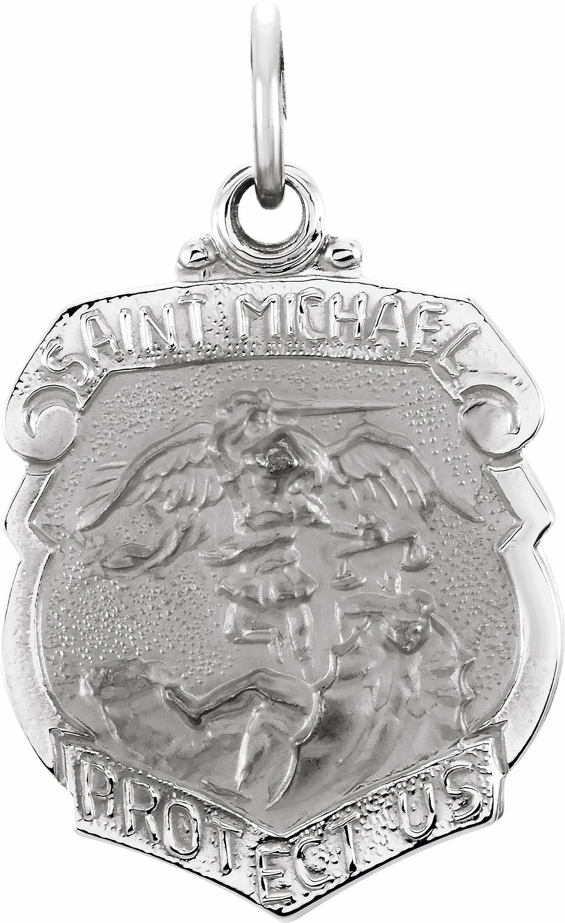 sterling silver 25x21 mm st. michael medal 