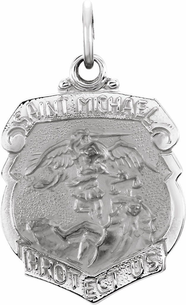 14k white 16.5x14 mm st. michael medal 