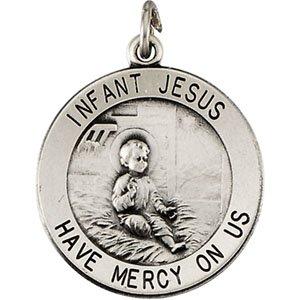 sterling silver 18 mm infant jesus medal with 18" chain