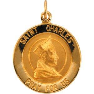 14k yellow 18.25 mm st. charles medal