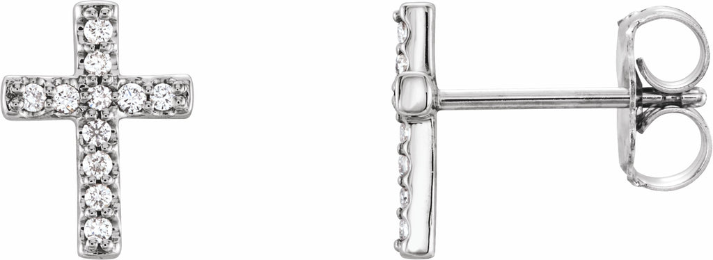 14k white 1/10 ctw diamond cross earrings