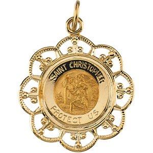 14k yellow 20 mm st. christopher medal