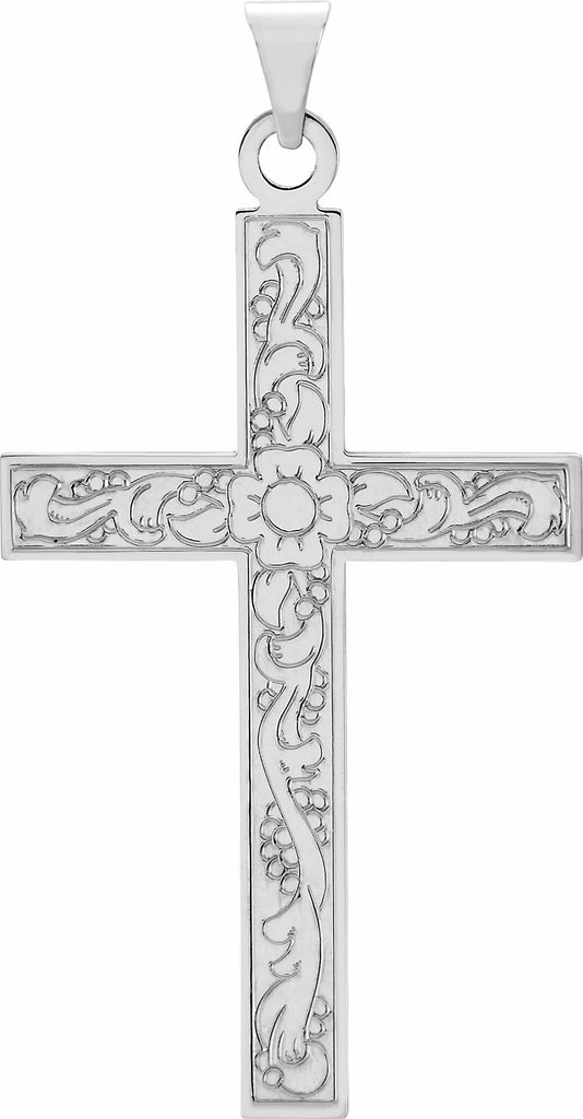 14k white cross pendant 