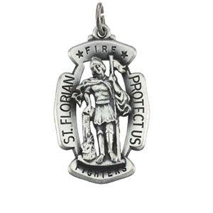 sterling silver 33x20.5 mm st. florian medal