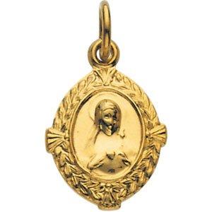 14k yellow 12x9 mm immaculate heart of mary medal