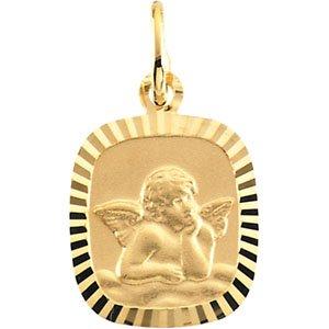 14k yellow 12x11 mm cherub angel medal