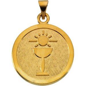 14k yellow 23 mm blessed sacrament pendant medal