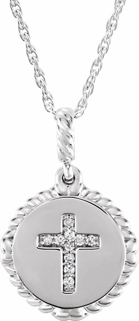 platinum .04 ctw diamond cross rope 16-18" necklace