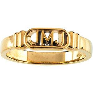 10k yellow jesus, mary and joseph ring size 4 